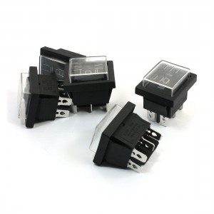 5PCS 16A 250V 20A 125V AC DPDT 3-Positions Black Rocker Switch w Cover