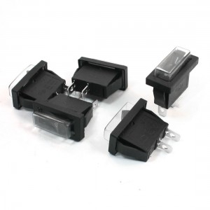 5PCS 2Positions SPST Panel Mount Black Snap In Boat Rocker Switch w Cover