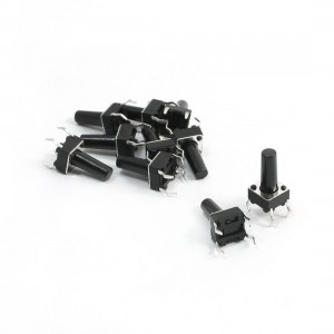 6mmx6mmx12mm 4 Pin DIP PCB Momentary Tactile Push Button Switch 10 Pcs