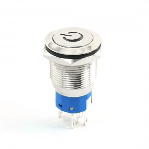 5A 250VAC Blue 24V Indicator Lamp SPDT 5 Pin NO+NC Push Button Switch
