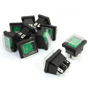 10pcs 6Pin DPDT Green Waterproof Snap in Boat Rocker Switch AC 250V/15A 125V/20A