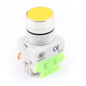 AC 660V 10A 1NO 1NC DPST Momentary Yellow Mushroom Head Press Push Button Switch