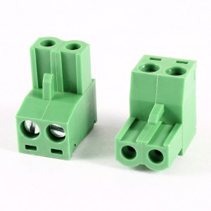 2 Pcs 2 Pin Plastic Housing PCB Screw Terminal Block Green 250V 15A AWG14-22