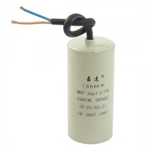 CBB60 AC 450V 35uF Cylinder Shaped Non Polar Motor Capacitor