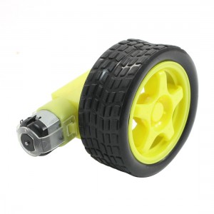 DC 5-10V 48:1 Reduction Geared Box Motor Plastic Tire Wheel Children Toy