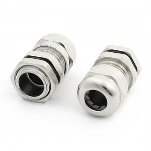2pcs Silver Tone Waterproof Connector Gland M12x1.5 for 3-6.5mm Cable