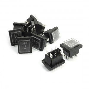 10Pcs Black 6 Pin DPDT On/Off/On Waterproof Rocker Switch AC 250V/16A 125V/20A