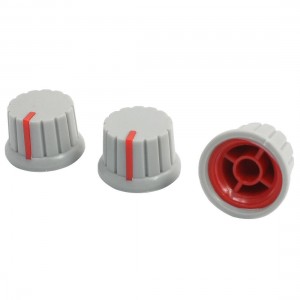3PCS Nonslip Potentiometer Pots Control Knobs 6mm Hole 19mm Top Gray Red