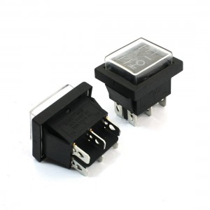 2PCS Black Button 3 Positions 6Pins Panel Mount Waterproof Rocker Switch DPDT