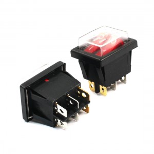 2 Pcs Red Indicator Lamp Dual SPST 6 Pins Snap In Rocker Switch w Cover