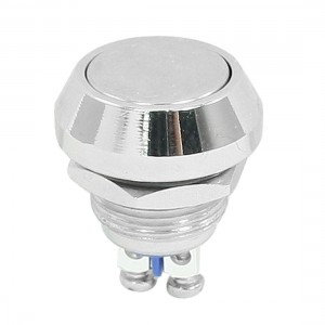 Instant Push Button Switch Silver Tone 12mm Threaded Dia SPST ON/OFF