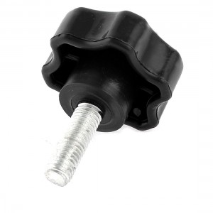 60mm Height 28mm x 10 Thread Plastic Star Head Clamping Knob Grip Black