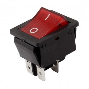 AC 250V/10A 125V/15A 4 Pins DPST Red Button On/Off Rocker Switch