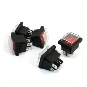 5PCS AC 125V/20A 250V/16A DPST ON/OFF 4 Pins Waterproof Rocker Boat Switch Red
