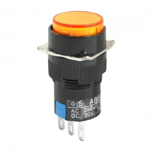 Orange Top SPDT Momentary Round Push Button Switch AC250V/3A DC30V/5A