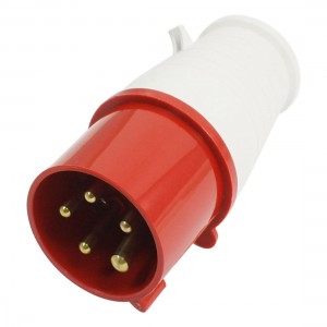Red White Splash Proof IP44 4P + E IEC309-2 Industrial Plug AC 220-380V 16A