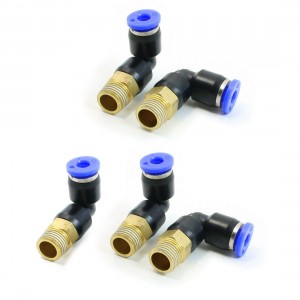 5 Pcs 9mm Thread Pneumatic Air Pipe Connectors Elbow Quick Fittings