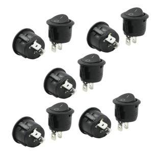 10 Pcs SPST I/O ON/OFF Round 2 Position Rocker Switch 6A 250VAC 10A 125VAC