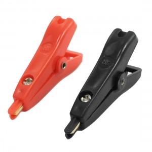 2Pcs Red Black Plastic Coated Test Clamp Flat Mouth Alligator Clamp