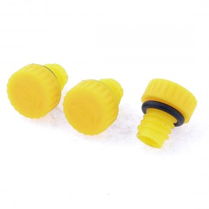 3 Pcs Yellow 0.59" Outer Thread Plastic Oil Plug for Air Compressor