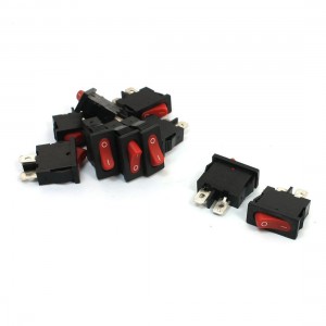 40A 250VAC 4A 125VAC Red Button SPST 2 Pin Snap in Mount Rocker Switch 10Pcs
