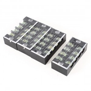 4 Pcs 600V 25A Dual Row 4P Screw Connection Barrier Terminal Block Strip