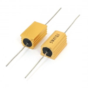 2 Pcs Gold Tone Axial Lead Aluminium Housed Resistor 5W 47 Ohm