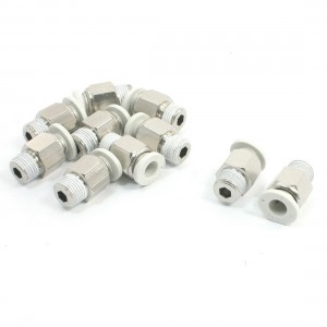 10 Pcs 1/4"NPT Male Thread 6mm Tube Push In to Straight Connect Quick Fittings