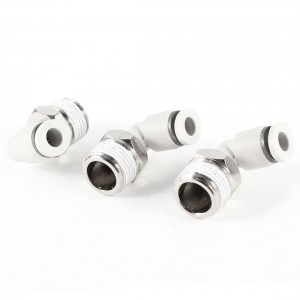 Elbow Design 6mm Hole 3/8" PT Thread Pneumatic Quick Joint Connector 3 Pcs