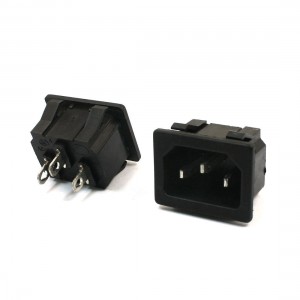 2 Pcs Panel Mounted IEC320 C14 Power Plug Socket Converter AC 250V 15A