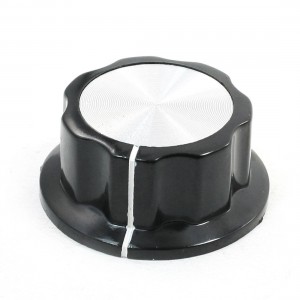 Nonslip Potentiometer Control Knob 6mm Hole 36mm Top Black Silver Tone