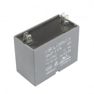 CBB611A AC 450V 10uF 4 Pins Air Conditioner Motor Capacitor Gray