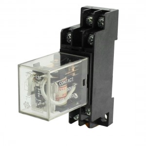 35mm Din Rail Mount Socket AC 200V/220V Coil DPDT Electromagnetic Power Relay