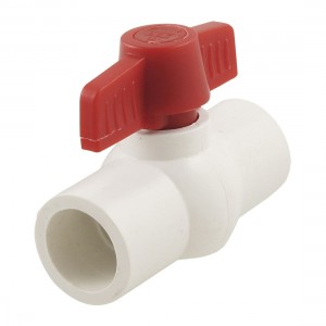 1" x 1" Slip Ends 2 Way Ports PVC Ball Valve White Red