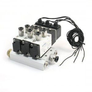 AC110V 5 Way Triple Solenoid Valve 4V110 06 w Base Push in Connector Silencer