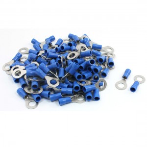 100Pcs Blue 5mm Insulated Ring Crimp Connector Terminal Electric Cable AWG 16-14