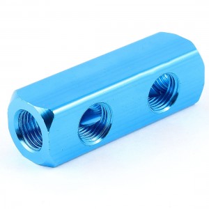 1/4" PT Thread 5 Ports Quick Connector Air Hose Manifold Block Splitter Blue
