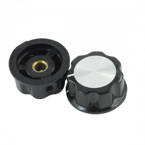 2 Pcs Skirted Knob A04 for Standard Pots Black D 30mm H 16mm Hole Diameter 6mm