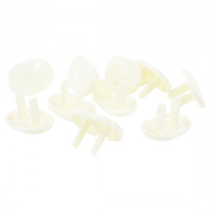 10 Pcs White Oval Plastic 2 Pin Flat Plug Protecting Socket Cover