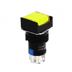 Yellow Sign Round Momentary Push Button Switch 2NO 2NC 8Pin DC24V Lamp