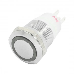 3/4" Thread Red Light 5 Pin SPDT Momentary Push Button Switch 24V 3A