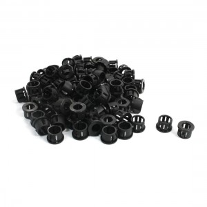 100 Pcs 12.7mm x 8mm Black Webbed Cable Harness Protective Snap Bushing