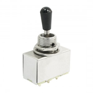 Chrome Box Case Black Knob 3 Way Closed Toggle Switch for Electric Guitar