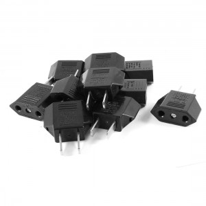 US Plug to EU Socket AC 120V/250V 6A Travel Power Adapter Black 10pcs