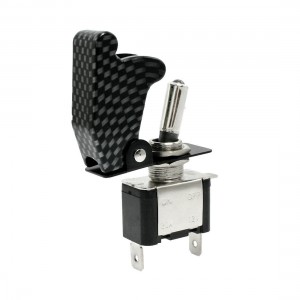 12V Car Auto Red LED Light Carbon Fiber Toggle Switch SPST Control ON/OFF