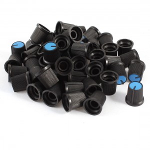 50Pcs Blue Black Plastic 6mm Shaft Insert Dia. Electrical Rotary Knobs