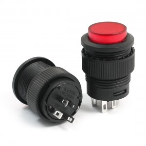 Momentary 4Pin Red Indicator Light Round Pushbutton Switch DC 24V 2Pcs