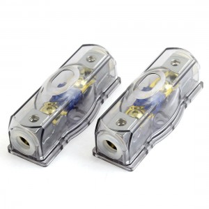 Car Auto Gray Clear Shell Audio Amplifier System Fuse Holder 2 Pcs
