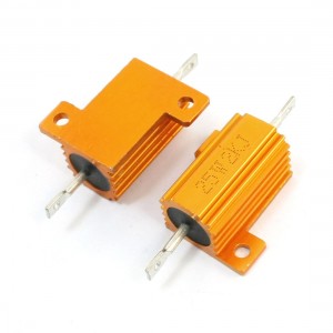 2 Pcs Gold Tone Heatsink Aluminum Housed Case Resistor 25W 2K Ohm