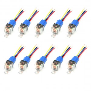 10 Pcs Ceramic Socket Green Pilot Lamp 5 Pin NO+NC SPDT Car Relay DC24V 80A